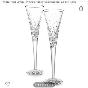 Waterford Crystal Wishes Happy Celebration Pair of Flutes